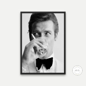Shaken Not Stirred Black And White Movie Wall Art PRINTABLE ART, Vintage Movie Art, Hollywood Stars, Glam Decor, Luxury Fashion Wall Art, Black And White Prints - AlloFlare