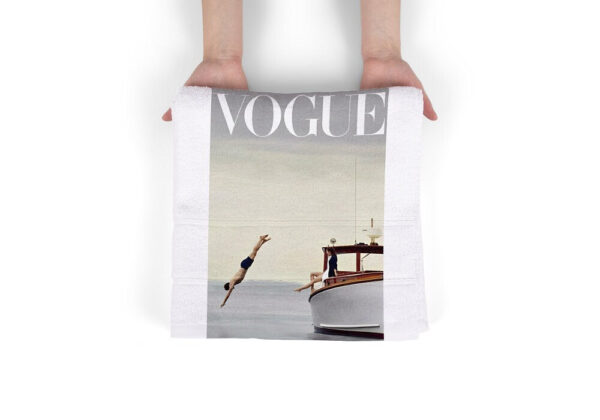 Vogue Poster INSTANT DOWNLOAD, Fashion wall art, Luxury Fashion poster, Editorial print, Man jumping boat, Pastel decor, Fashion Magazine