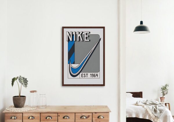 Vintage 1964 Retro Poster Blue & Gray DIGITAL DOWNLOAD, Hypebeast Printable Wall Art, Trendy Poster, Aesthetic sneaker poster, just do it