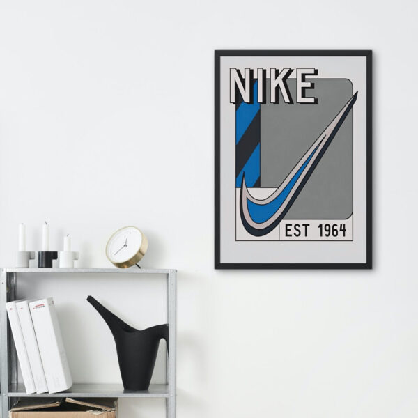 Vintage 1964 Retro Poster Blue & Gray DIGITAL DOWNLOAD, Hypebeast Printable Wall Art, Trendy Poster, Aesthetic sneaker poster, just do it