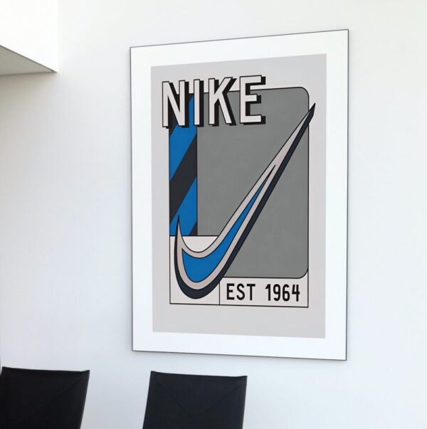Vintage 1964 Retro Poster Blue & Gray DIGITAL DOWNLOAD, Hypebeast Printable Wall Art, Trendy Poster, Aesthetic sneaker poster, just do it