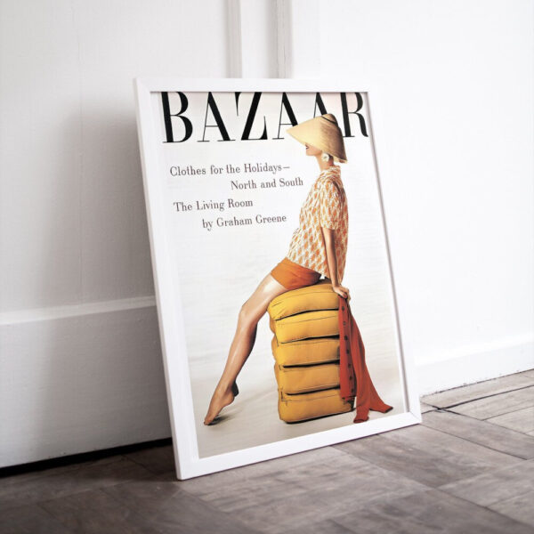 Set of 6 Vintage Bazaar Covers INSTANT DOWNLOAD, Vintage Magazine Cover, Glamour Art, Fashion Wall Art, Retro Magazine Posters, beige prints